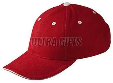 Plain Polyester Heavy Twill Sandwich Cap, Color : Red