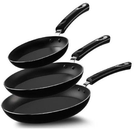 9 Inch Stainless Steel Fry Pan, Color : Black