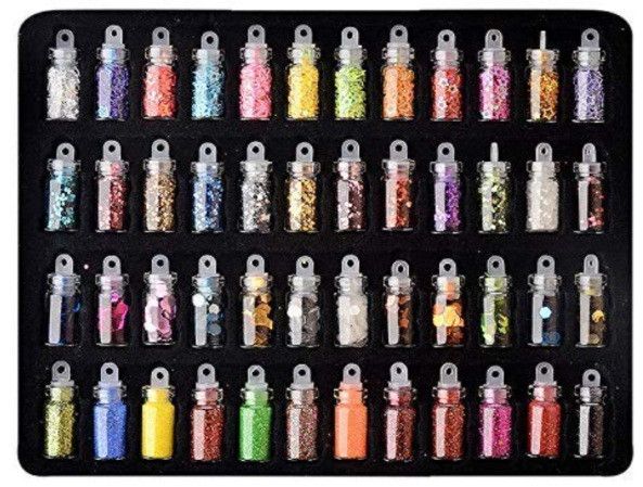 48 In 1 Set Of 3D Nail Art Glitter Bottle