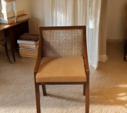 Rattan Woven Teakwood Study Chair