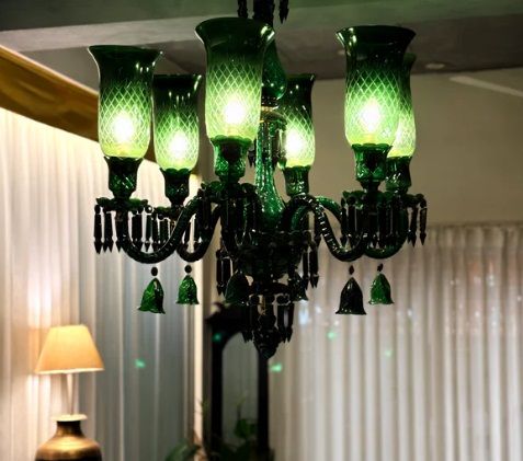 Six  Sparkling Bulbs White Crystal Glass Chandelier For Decoration