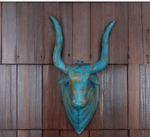 Wooden Carved Cow Head For Wall Decor