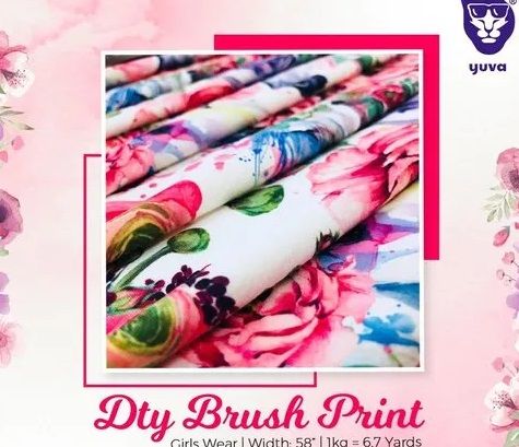 Polyester Brush Print Fabric, Color : Multicolour, Width : 58