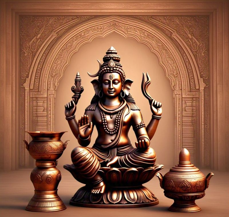 Copper Shiv Idol Statue