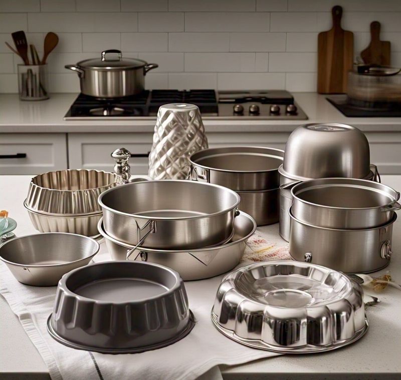 Silver Stainless Steel Cake Baking Pans