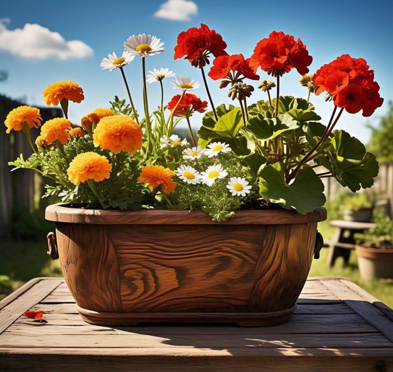 wooden flower pots