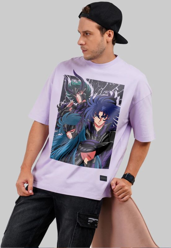 Anime Squad Lavender Baggy Fit T-Shirt Men