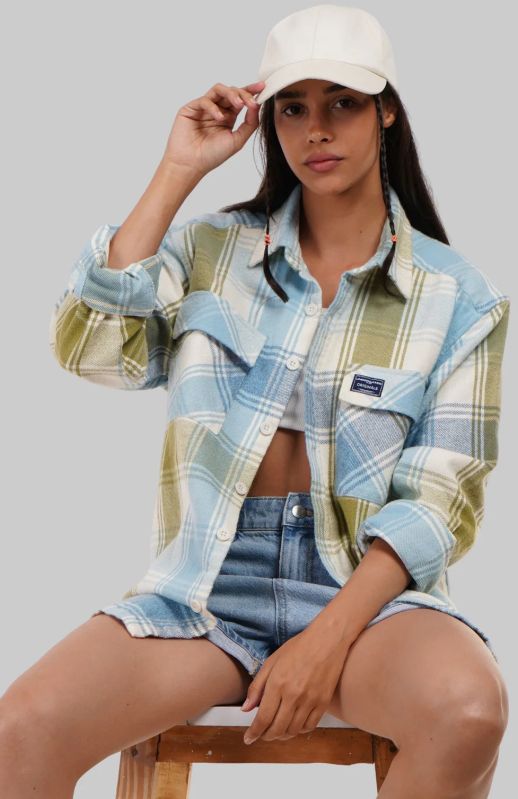 Blue Check Oversized Shacket