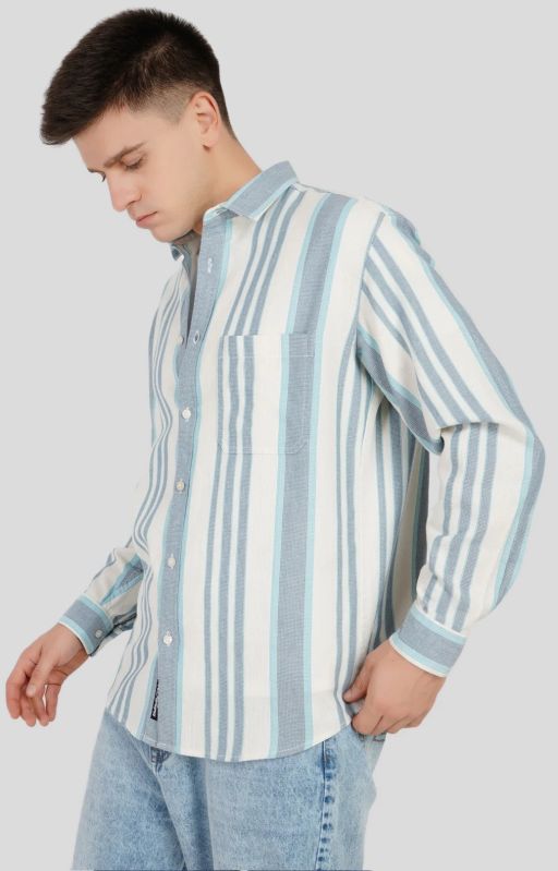 Blue Striped Textured Shirt