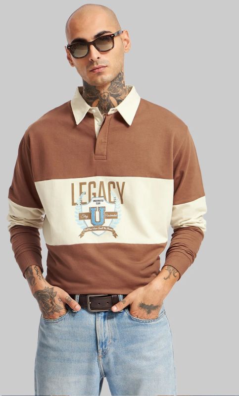 Brown And Beige Men's Polo