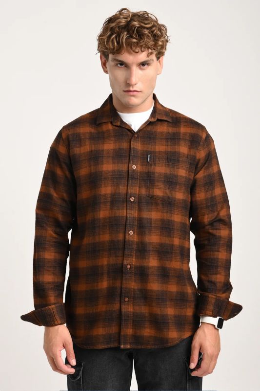 Brown Plaid Check Shirt