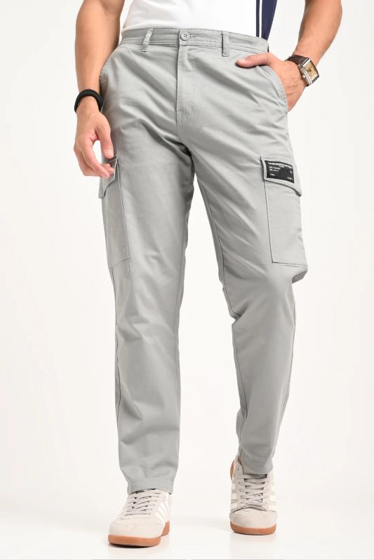 Grey Mid Rise Regular Fit 6 Pocket Men's Cargo