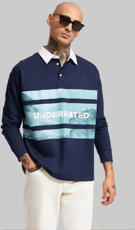 Navy Blue Printed Polo