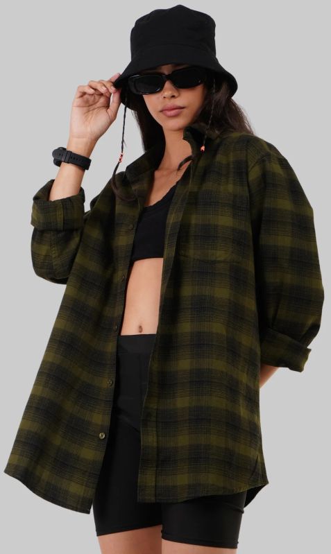 Olive Green Check Overshirt