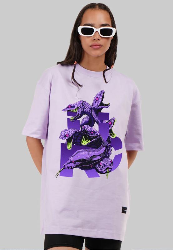 Scary Snakes Lavender Oversized Fit T-Shirt Women
