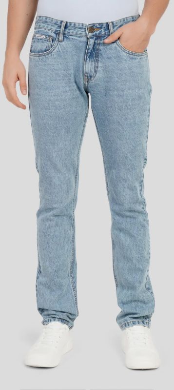 Sky Blue Low Rise Men's Straight Jeans
