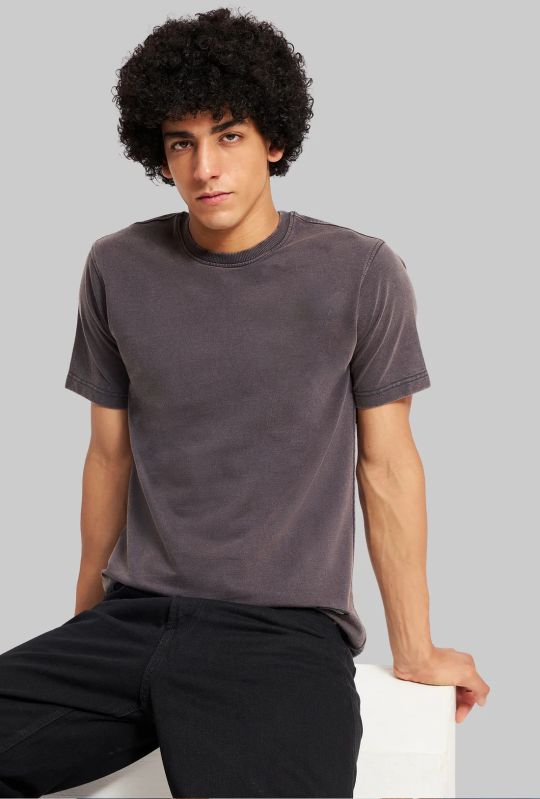 Solid Grey Acid Washed Tee