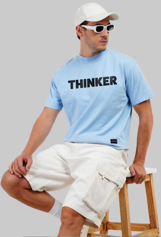 Thinker Sky Blue Oversized Fit T-Shirt Men
