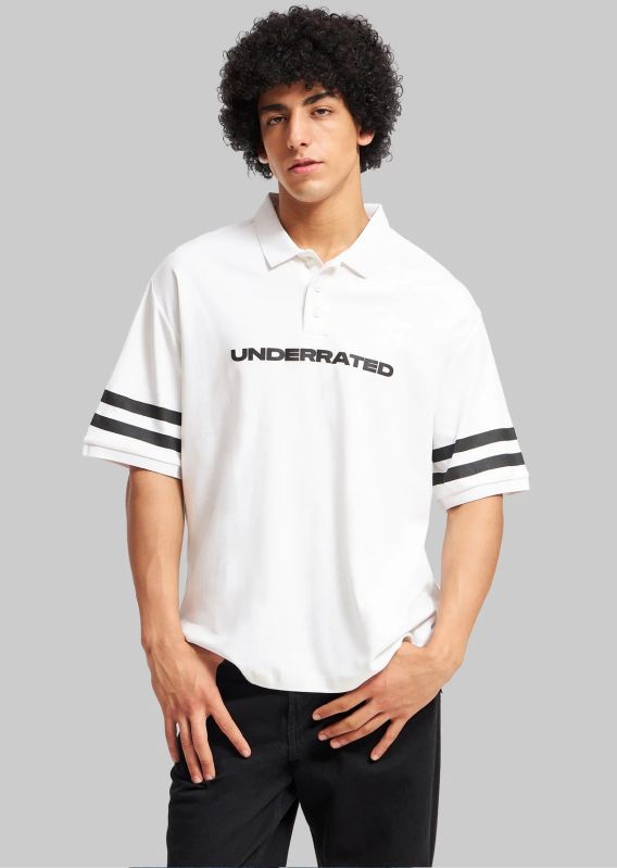 White Boxy Fit Polo T-Shirt