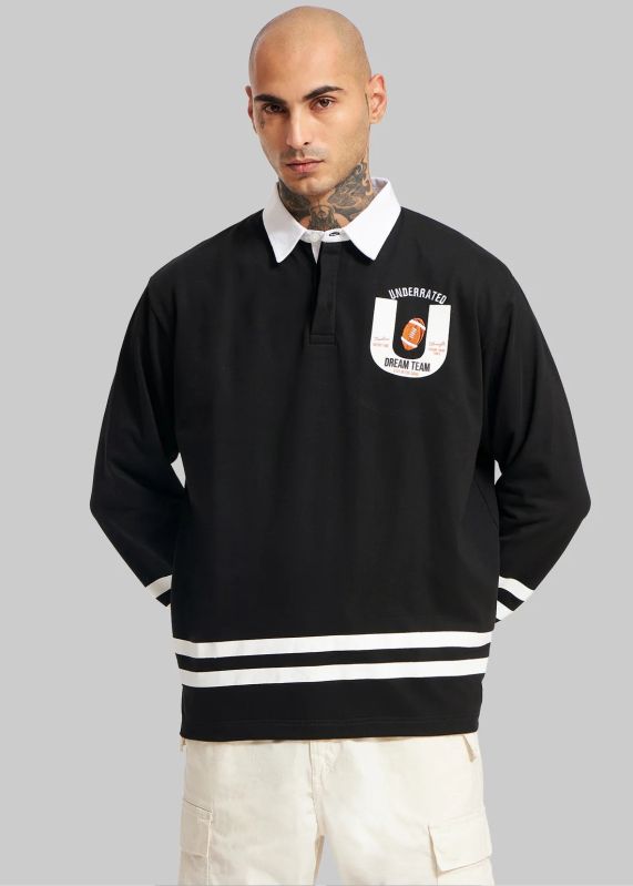 White Striped Black Polo