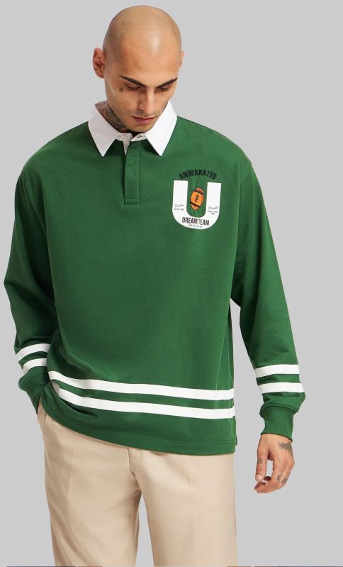 White Striped Green Polo