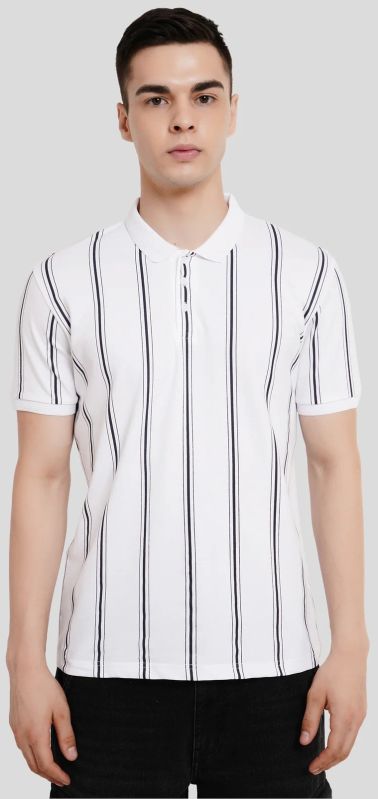White Striped Polo T-Shirt