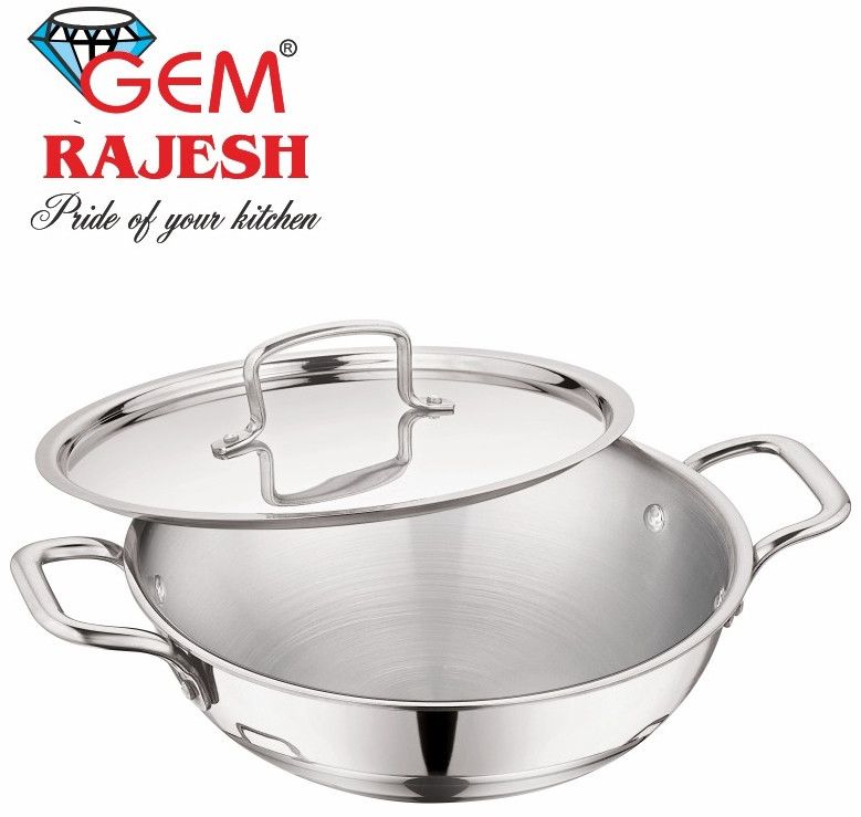28 Cm Stainless Steel Triply Kadai with Lid