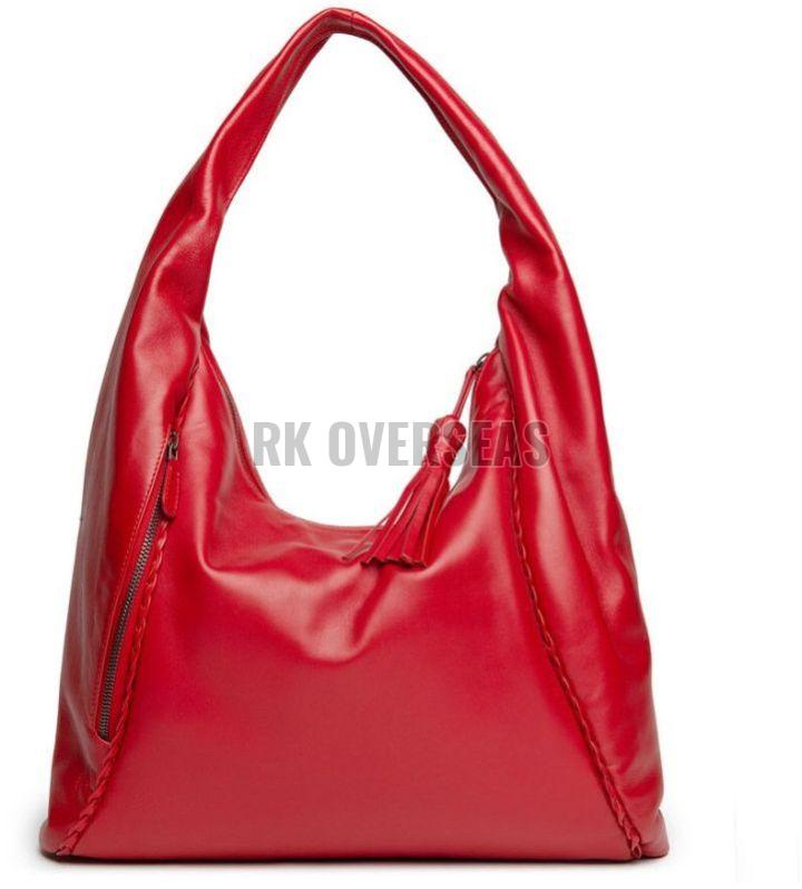 Ladies Red Leather Hobo Handbag