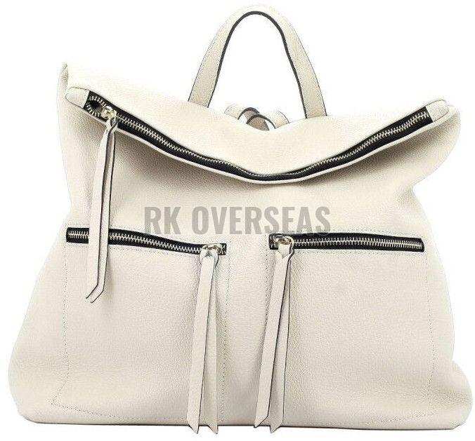 Ladies Fancy White Leather Backpack Bag