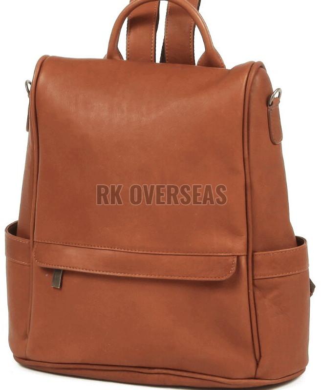 Designer Brown Leather Backpack Bag