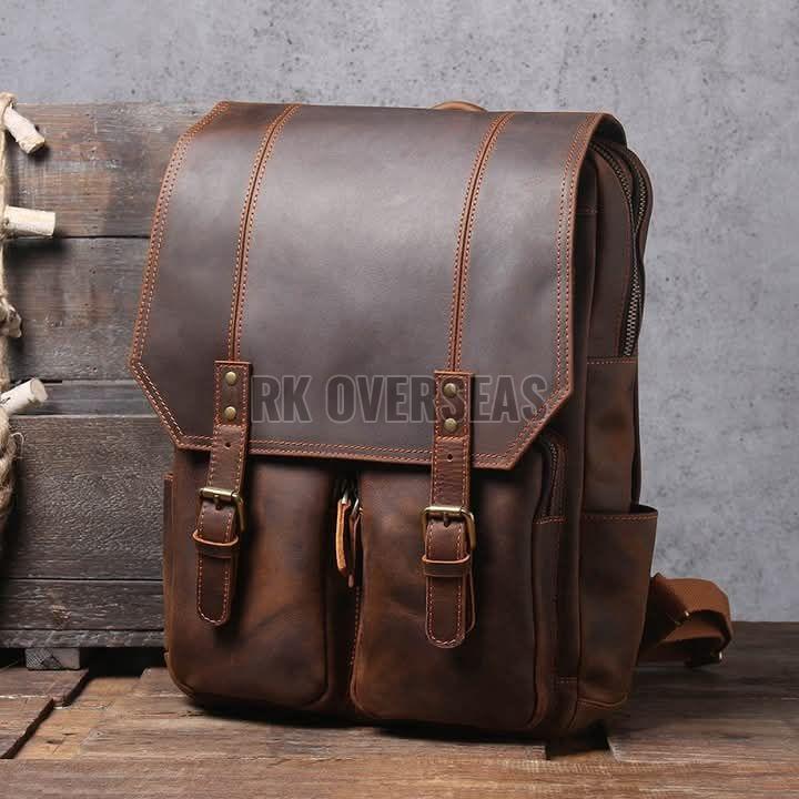 Vintage Style Brown Leather Backpack Bag