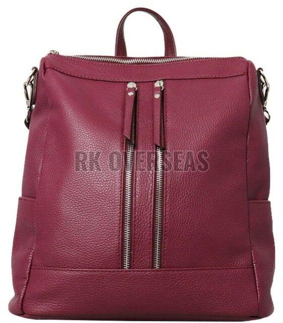 Ladies Pink Leather Backpack Bag