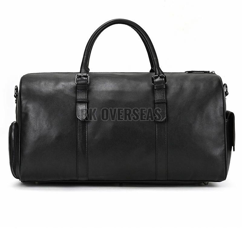 Black Leather Duffle Bag