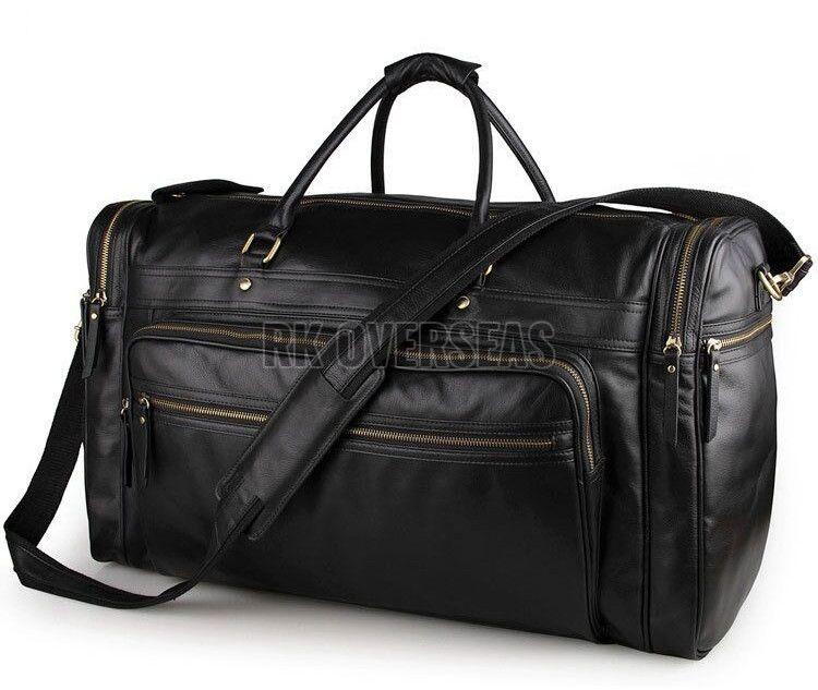 Black Genuine Leather Duffle Bag