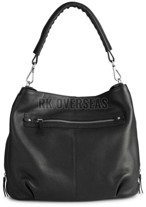 Plain Black Leather Ladies Handbag
