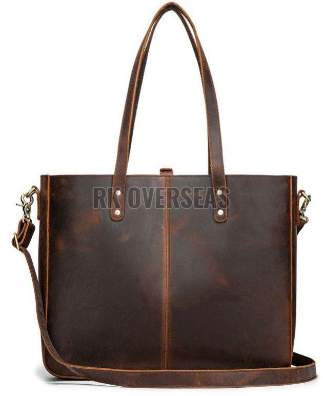 Ladies Dark Brown Leather Tote Bag