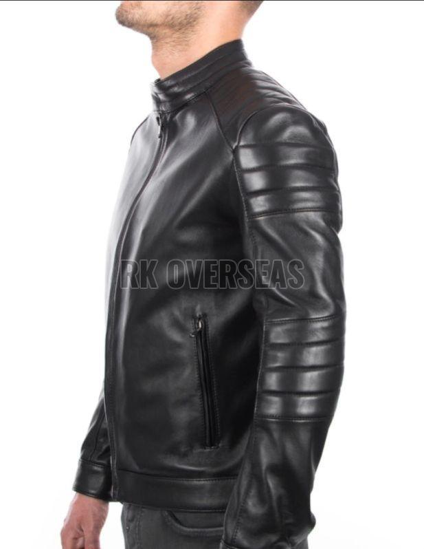 Mens Leather Full Sleeve Black Jacket