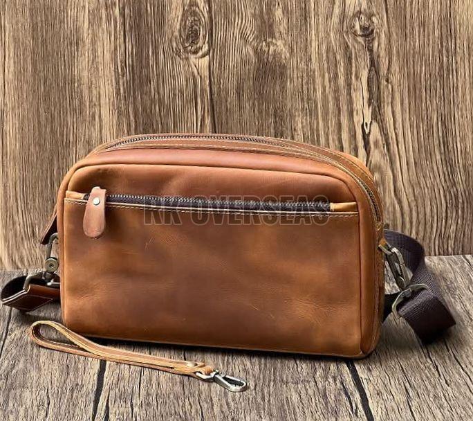 Mens Brown Leather Sling Bag