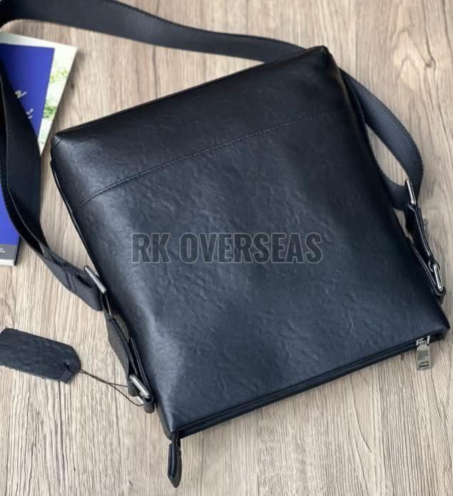 Mens Black Leather Side Bag