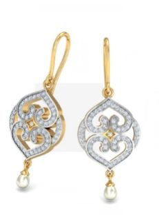 18kt Yellow Gold Hermosa Pearl Hook Earrings, Color : White