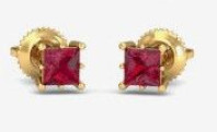 Bis Hallmarked Gold Parzva Ruby Stud Earrings, Color : Red