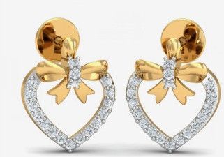 18kt Yellow Gold Ribheart Stud Earrings