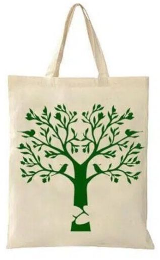 TREE PRINTED SIMPLE COTTON TOTE BAG
