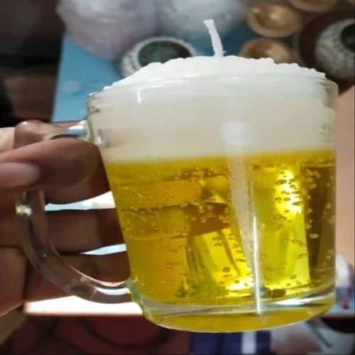 Plain Gel Wax Beer Candle, Shape : Round, Technics : Handmade