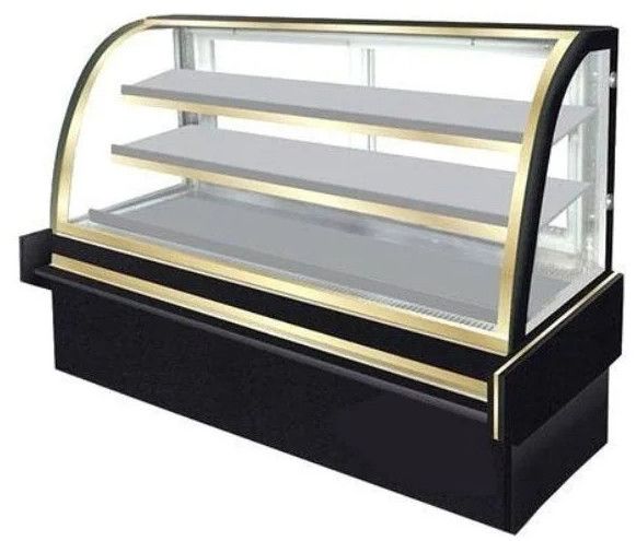 Curved Glass Display Counter Black