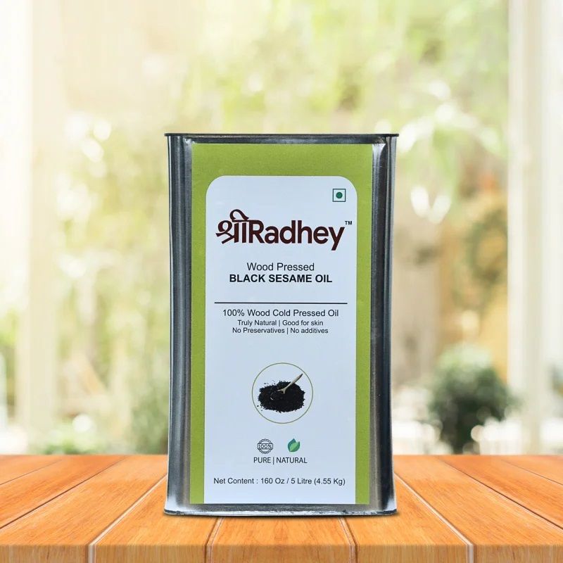 ShreeRadhey Wood Pressed Black Sesame Oil 5 Ltr