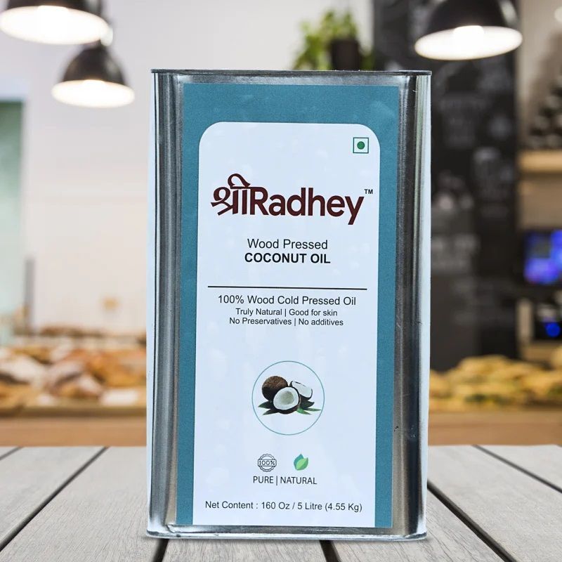 ShreeRadhey Wood Pressed Coconut Oil 5 Ltr