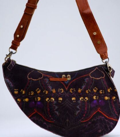 Black Moth Print D-shaped Sling & Fanny Bag