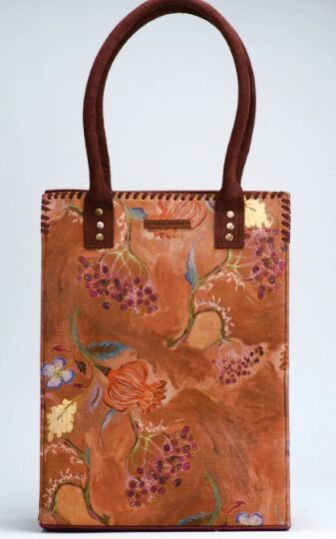 Brown Floral Portrait Tote Bag