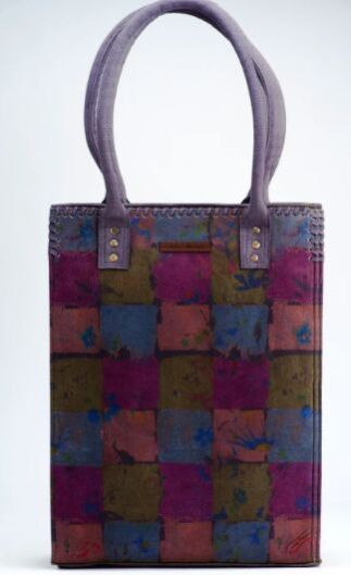 Wine Checks Print Portrait Tote Bag